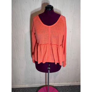 Daily Thread Coral Scoop Neck Blouse with Buttons, Size L